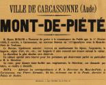 Affiche qui annonce l'ouverture du  Mont-de-Piété de Carcassonne en 1894 