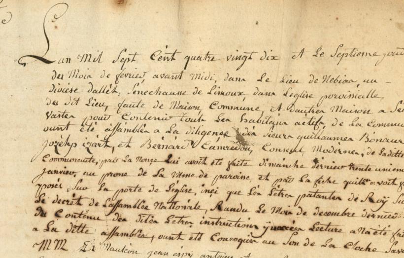 Registre de la communauté d'habitants de Nébias