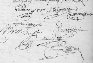 Signature du notaire Anthoine Dumons et des témoins présents (1625)